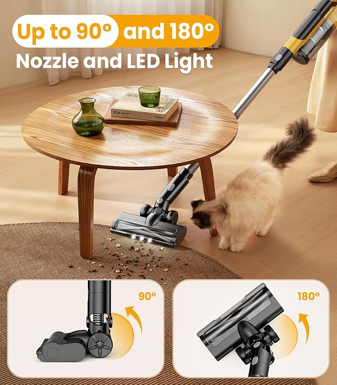 qimedo 8000mAh Cordless Vacuum Cleaner with 2 Batteries V2, 700W Powerful Suction, 90 Inch Extension Tube & 2L Dust Cup, 7 in 1 Stick Vacuum for Home, Hardwood Floor, Pet Hair