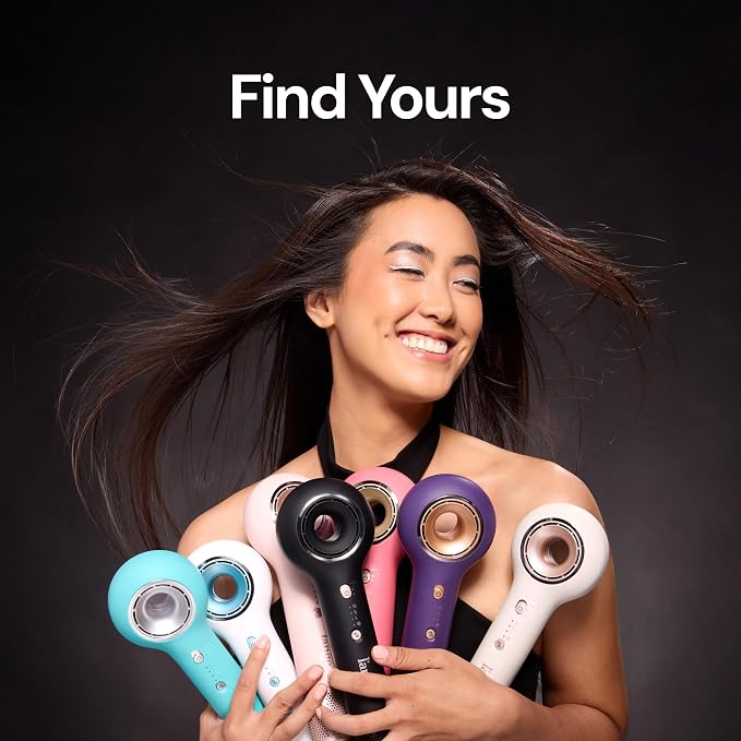 L'ANGE HAIR Axia HaloRing Ionic Hair Dryer | High Speed Professional Blow Dryer for Smooth, Frizz-Free Styles | Lightweight Brushless Motor with Concentrator & Wall Mount | 4 Heat Settings | Black