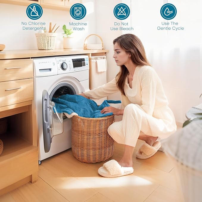 Electric Heated Blanket 72"x84" Full Size, Dual-Sided Flannel & Sherpa, 9 Heat Settings & 1-10H Auto Off, Soft Warm for Home, Office, Bed, Couch, Machine Washable, Ideal Winter Gift, Tile Blue