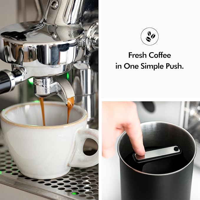 KIVY Vacuum Coffee Canister - Push Lid Preserves Coffee Aroma & Oil - Stainless Steel Airtight Coffee Canister - Container for Ground & Coffee Bean Storage - Storage Jar - Removes Excess Air