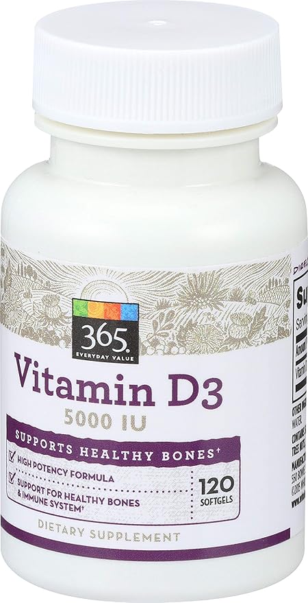 365 par Whole Foods Market, Vitamine D3 5000 UI, 120 comprimés