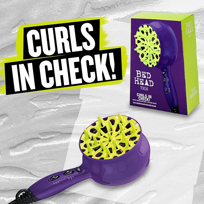 Bed Head Curls-in-Check 1875W Hair Diffuser Dryer | Great for Curly Hair,Reduce Frizz & Static | Diffuser-Hair Dryer Enhances Natural Curl,Waves & Texture,(Pack of 3)