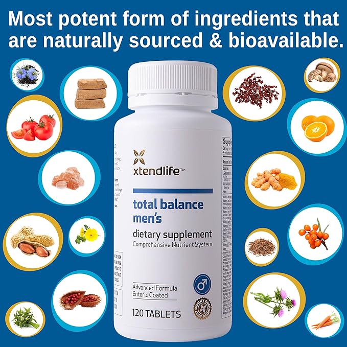Xtendlife Total Balance Men’s Multivitamin for Immune, Heart, Digestive & Cellular Health - Daily Support - 70+ Nutrients & Minerals - 30 Day Supply