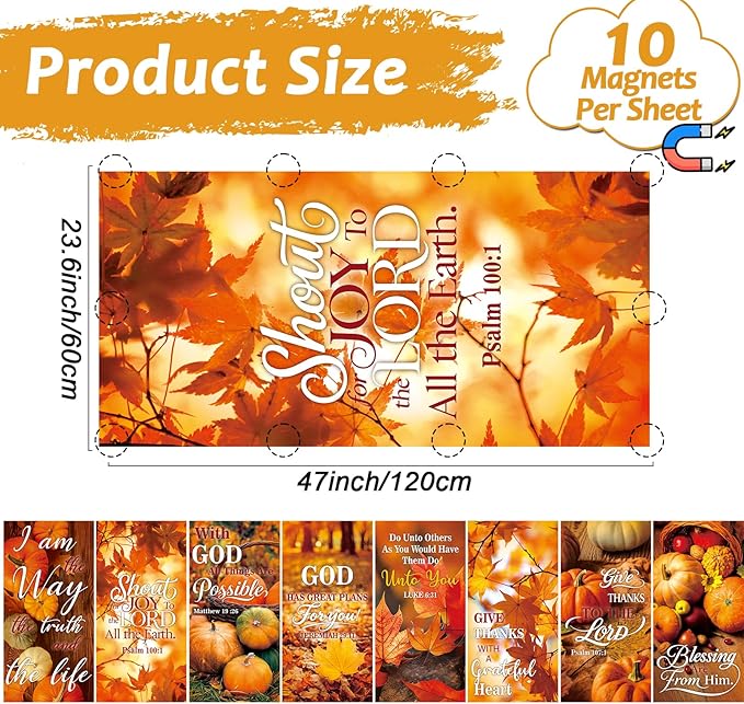 8 Pcs Fluorescent Light Covers with 80 Magnets Decorative for Classroom Ceiling Lights 4 x 2 Feet Magnetic Light Cover Filter Easy Install for Office Hospital Home Ceiling Supplies（Maple Leaf Bible)