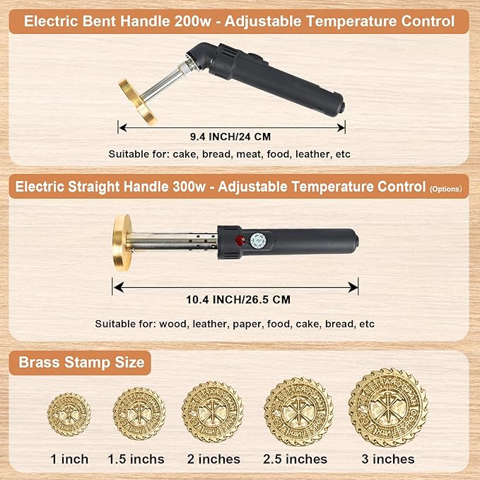 Terwex Custom Electric Branding Iron for Wood, Black Temperature-Controlled Wood Branding Iron Personalized Metal Stamp, Logo Branding Irons Letter Stamp for Leather Food, Woodworking Tools(3")