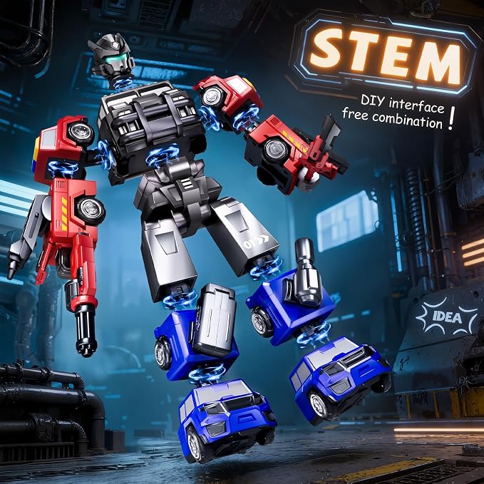 Gifts for 3 4 5 Year Old Boys, Toys for 3 4 5 Year Old Boys, 5-in-1 Transform Robot Toys for Boys 4-6, Easy DIY Assembly, 3 4 5 Year Old boy Birthday Gifts, Ideals Toys for Boys, Kids Toys