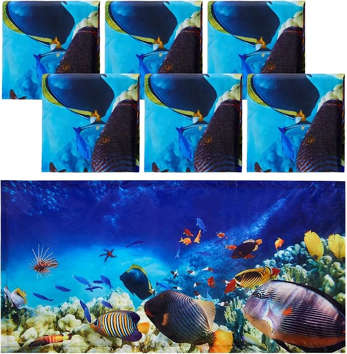 Hortsun 6 Pcs Fluorescent Light Covers - 4 x 2 Feet Magnetic Light Filters, Ceiling Lights Covers for Classroom Fluorescent Shade, Hospitals, School Office Cubicle Decor(Ocean)