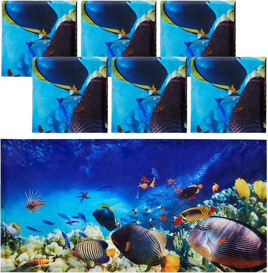 Hortsun 6 Pcs Fluorescent Light Covers - 4 x 2 Feet Magnetic Light Filters, Ceiling Lights Covers for Classroom Fluorescent Shade, Hospitals, School Office Cubicle Decor(Ocean)