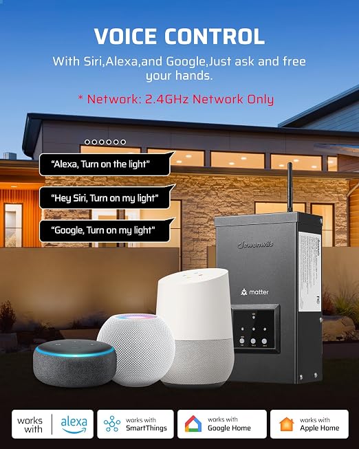 DEWENWILS 200W Matter Low Voltage Landscape Transformer, WiFi Landscape Lighting Transformer with 3 Independent Outputs, 120V AC to 12V/14V AC, Compatible with Alexa, Google Assistant