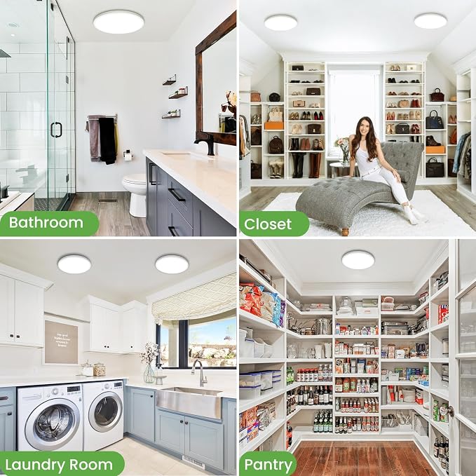 zemty LED Ceiling Light 9Inch - 24W 2400LM Small Led Lighting Fixture for Ceiling, 3000K-4500K-6000K Selectable, Super Thin & Low-Profile Flat Ceiling Lamp for Bedroom Kitchen Bathroom - 2Pack