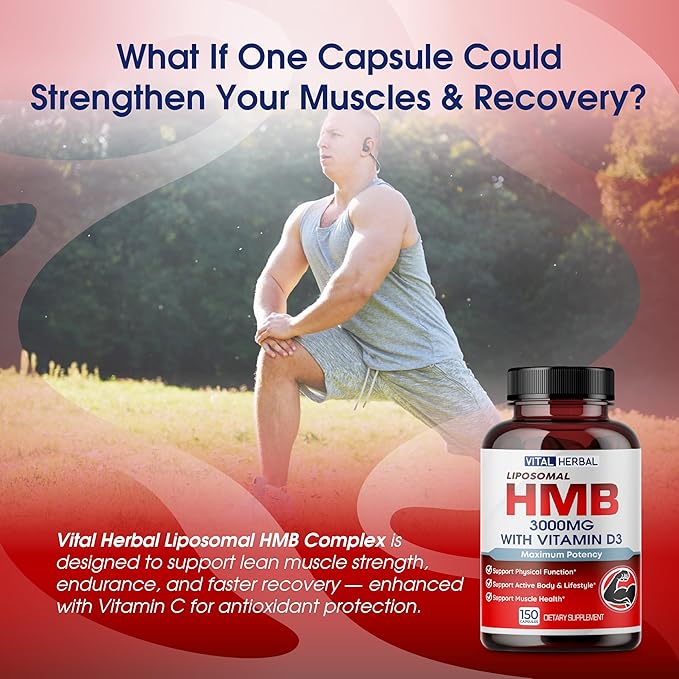 VITAL HERBAL リポソームHMB ビタミンD3配合 – 最大限の効力 – 筋肉の健康と活動的な身体をサポート