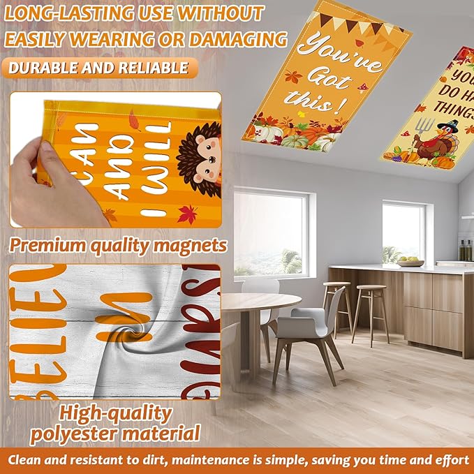 8 Pcs Fluorescent Light Covers with 80 Magnets Decorative for Classroom Ceiling Lights 4 x 2 Feet Magnetic Light Cover Filter Easy Install for Office Hospital Drop Home Ceiling Supplies (Thanksgiving)