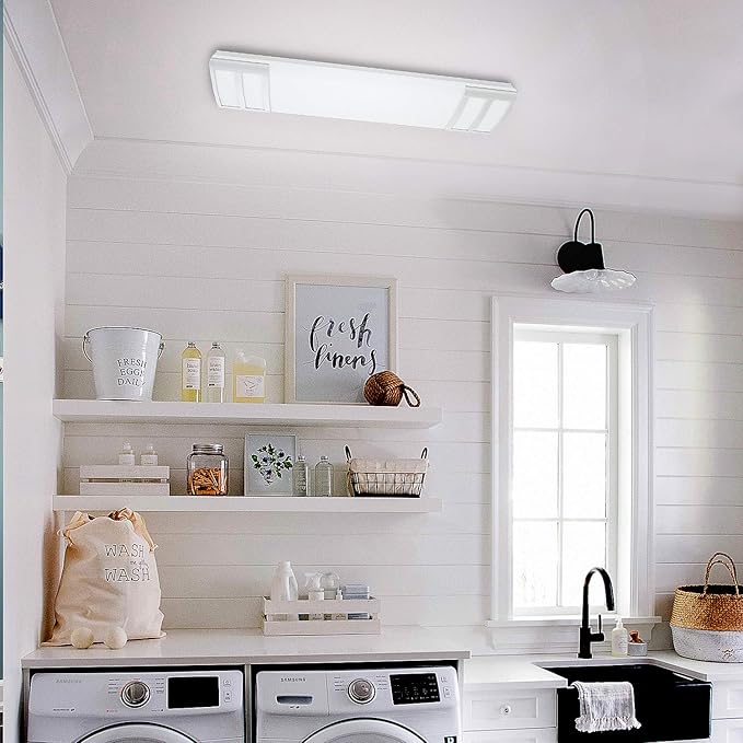 FAITHSAIL 2FT LED Light 20W 2200lm LED Linear Flush Mount Lights, 4000K Neutral White, 2 Foot Kitchen LED Lighting Fixture Ceiling for Craft Room, Laundry, Fluorescent Tube Replacement