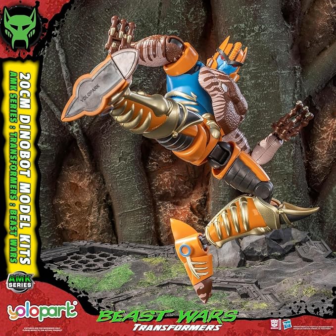 YOLOPARK Transformers Beast Wars Dinobot Action Figure,AMK Series 7.87 Inch Highly Articulated Transformer Toys with Eye Effect & Spinning Sword,No Converting
