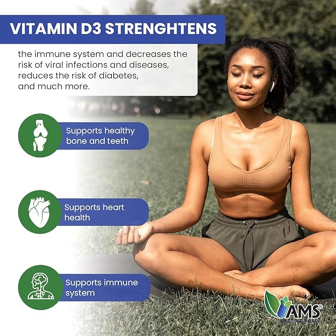 America Medic & Science Xtra D3 Vitamine D 10 000 UI (250 mcg) Cholecalciferol Supplément pour Hommes et Femmes (120 Gélules Faciles à Avaler) Idéal pour la Santé des Os, du Cœur, le Soutien du Système Immunitaire, la Fonction Pulmonaire