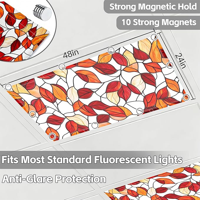 4 Pack 2x4 FT Magnetic Fluorescent Light Covers, Ceiling Light Filters for Classroom Office Home Hospital, Easy Install Decorative Drop Ceiling Panels