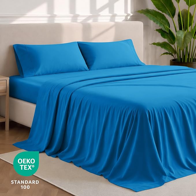 Bare Home Twin Sheet Set - 1800 Ultra-Soft Microfiber Twin Bed Sheets - Double Brushed - Deep Pockets - Easy Fit - 3 Piece Set - Bedding Sheets & Pillowcases (Twin, Medium Blue)