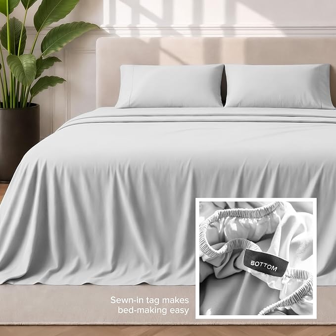 Bare Home Twin XL Sheet Set - 1800 Ultra-Soft Microfiber Twin Extra Long Bed Sheets - Double Brushed - Deep Pockets - Easy Fit - 3 Piece Set - Bedding Sheets & Pillowcases (Twin XL, Cloud Grey)