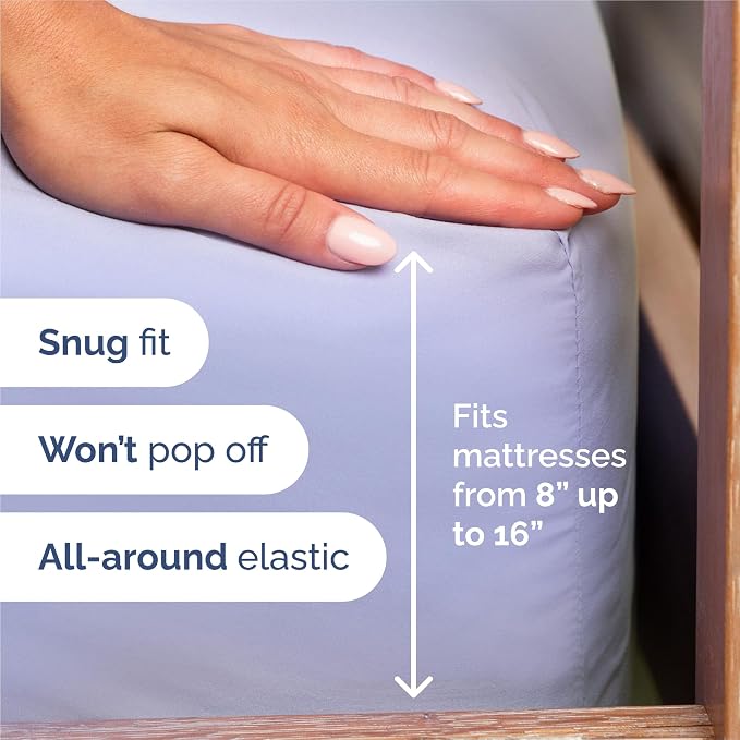 Split King 7 Piece Sheet Set - Comfy Breathable & Cooling - Soft Hotel Luxury Bedding Set with 8-16 Inch Deep Pockets - 1 Flat & 2 Fitted Sheet & 4 Pillowcases - Wrinkle Free & Easy Care - Lavender