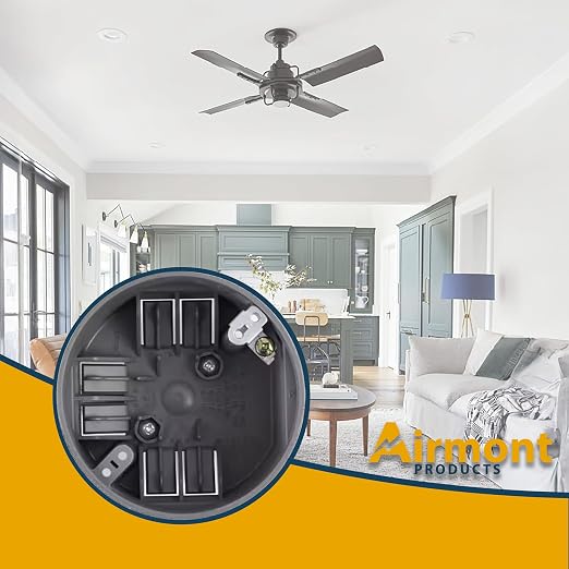 Round PVC Electrical Box with Adjustable Bar, for New Work, Bar Adjusts from 16 to 24 Inches, Grey Fixture Box, 20 Cubic Inch Capacity, Supports Up to 50 lbs., for Non-Metallic Sheathed Cable