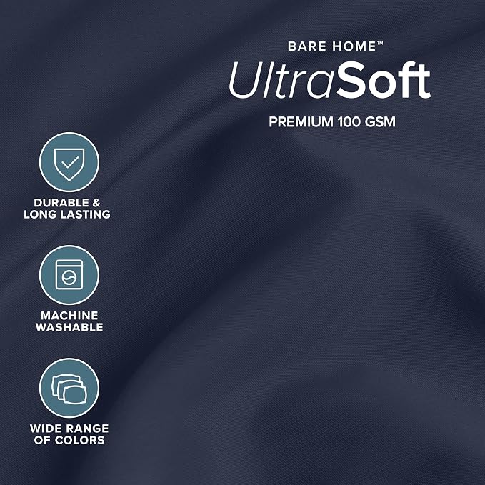 Bare Home Queen Sheet Set - 1800 Ultra-Soft Microfiber Queen Bed Sheets - Double Brushed - Deep Pockets - Easy Fit - 4 Piece Set - Bedding Sheets & Pillowcases (Queen, Midnight Blue)