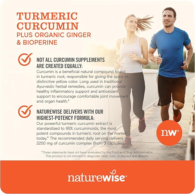 NatureWise Vitamine D3 5000 UI (125 mg) 360 gélules + Curcumine Curcuma 2250 mg avec poivre noir, 95 % de curcuminoïdes, 360 gélules - Lot pour la santé immunitaire et articulaire - Sans gluten, sans OGM