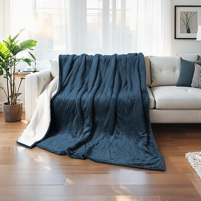 Electric Heated Blanket Throw Size 50"x60" – ETL Certified for Safe Overnight, 5 Heat Settings & 3H Auto Off, Flannel material Fabric for Home Theater Night, Machine washable – Peacock Green&White