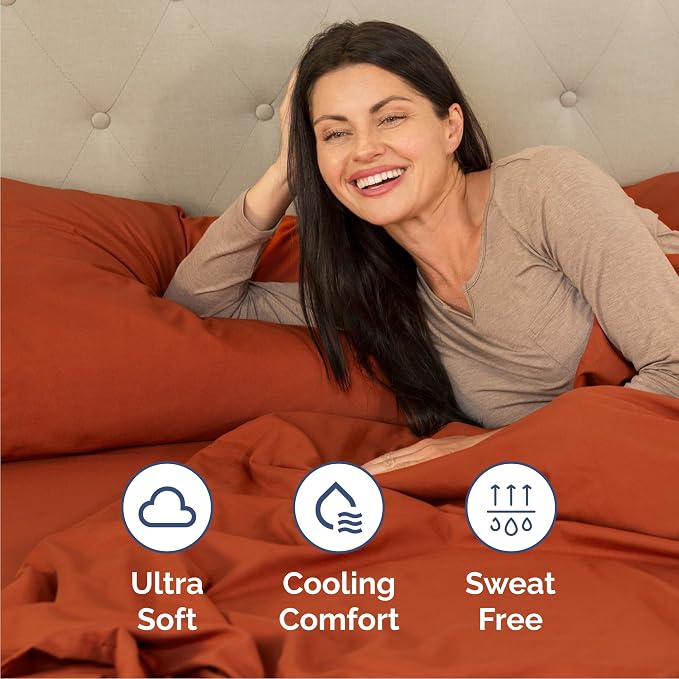 Queen 6 Piece Sheet Set - Comfy Breathable & Cooling - Ultra-Soft Hotel Luxury Bedding Set w/ 8-16 Inch Deep Pockets - 1 Flat & 1 Fitted Sheet & 4 Pillowcases - Wrinkle Free & Easy Care - Terracotta