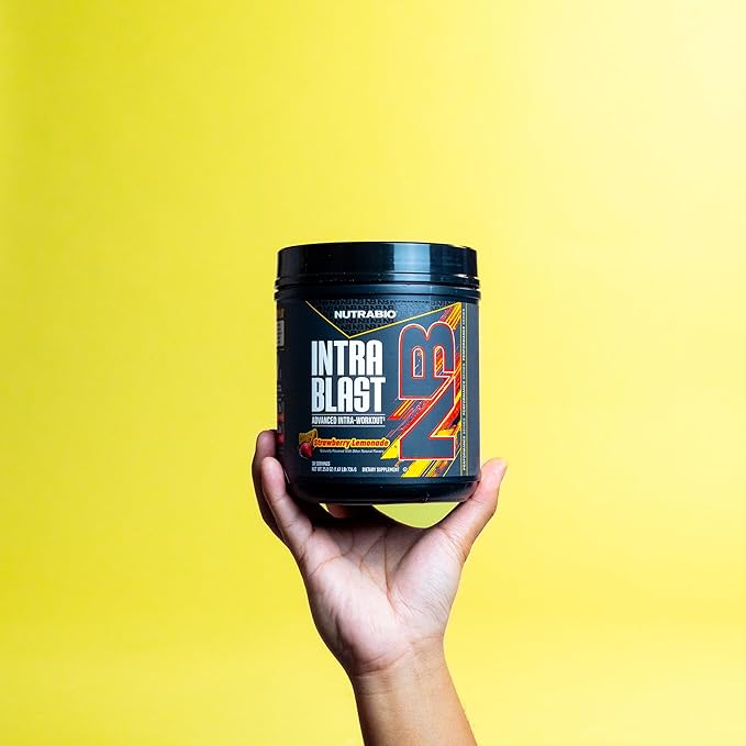 NutraBio Intra Blast Bcaa Powder Amino Acid Supplement, Electrolyte & Hydration Blend, Intra, Pre Workout & Muscle Recovery, 20g Eaa Amino Acids Powder, 5g Glutamine- Strawberry Lemonade, 30 Serving