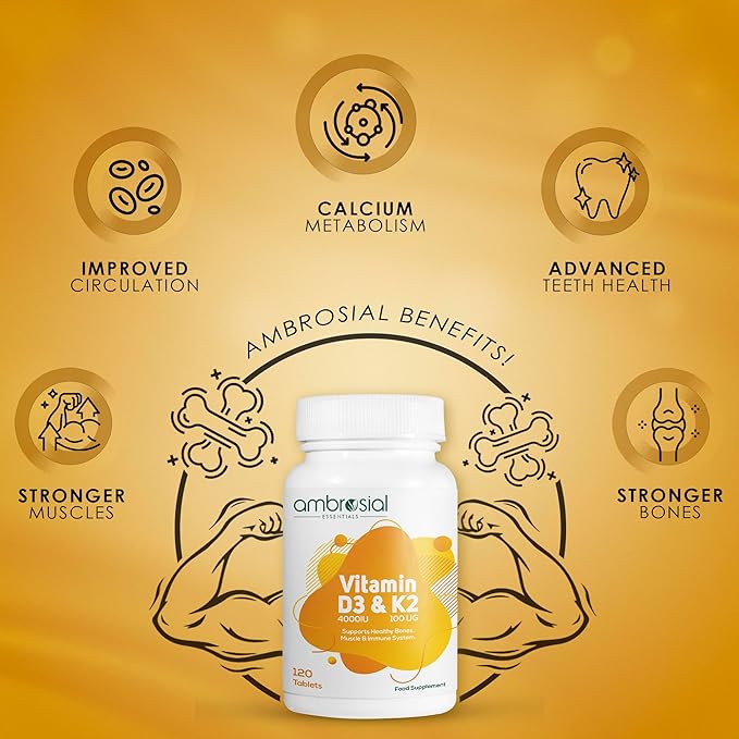 AMBROSIAL Vitamin D3 & K2 Tablets Pack of 1-120 Tablets