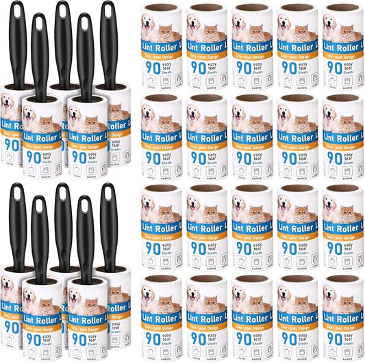 FoldTier 2700 Sheets Lint Rollers for Pet Hair Extra Sticky Portable Lint Remover Brush Roller with 10 Handles 30 Refills Pet Hair Remover for Couch, Clothes Furniture and Carpet Dog Cat
