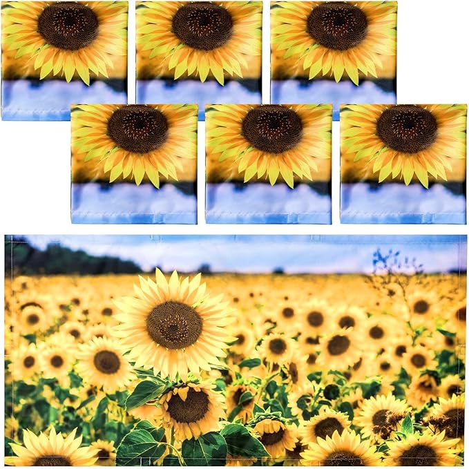 Hortsun 6 Pcs Fluorescent Light Covers - 4 x 2 Feet Magnetic Light Filters, Ceiling Lights Covers for Classroom Fluorescent Shade, Hospitals, School Office Cubicle Decor(Sunflower)