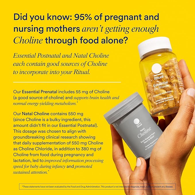 Ritual Essential for Women Postnatal Multivitamin - Postpartum Vitamin - Omega-3 DHA & Choline for Lactation Support, Vitamin A, C, D3 & Zinc for Immune Function Support*, B12, Iodine, Biotin, 30 Day