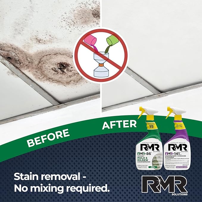 Ensemble RMR Brands DIY Anti-moisissure et Taches, Kit Complet Anti-moisissure et Prévention de la Moisissure, Spray Désinfectant, Comprend 2 Bouteilles de 946 ml