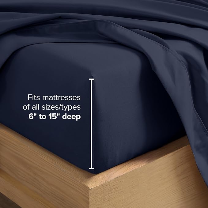 Bare Home Twin XL Sheet Set - 1800 Ultra-Soft Microfiber Twin Extra Long Bed Sheets - Double Brushed - Deep Pockets - Easy Fit - 3 Piece Set - Bedding Sheets & Pillowcases (Twin XL, Midnight Blue)