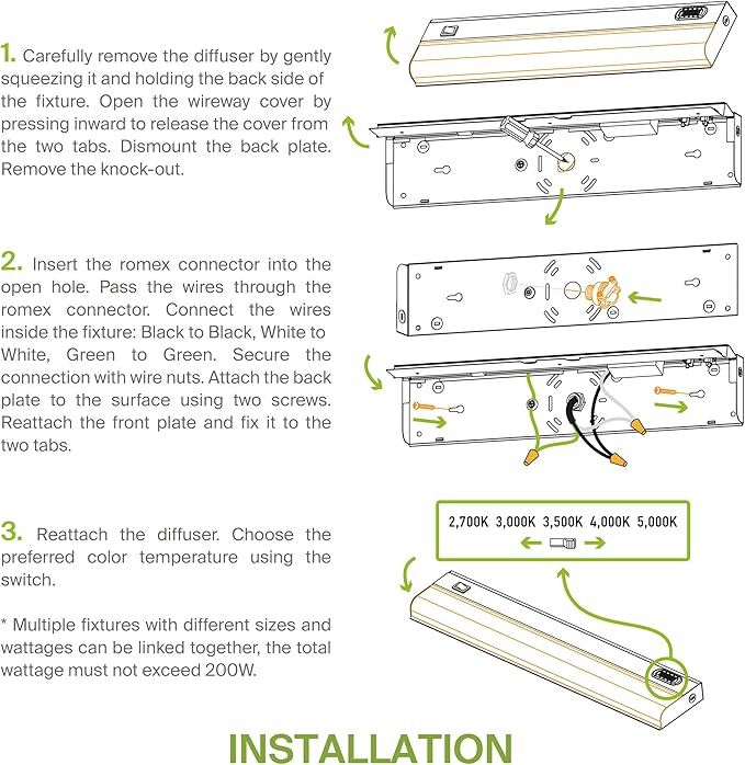 ASD LED Under Cabinet Lighting Hardwired, 24 Inch 12W 2700K-5000K Selectable, 1051LM, CRI90+, Direct Wire Linkable Under Counter Lights for Kitchen, Dimmable Under Cabinet Lights, Bronze, UL Certified