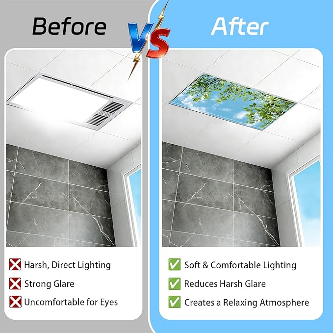 4 Pack 2x4 FT Magnetic Fluorescent Light Covers, Ceiling Light Filters for Classroom Office Home Hospital, Easy Install Decorative Drop Ceiling Panels