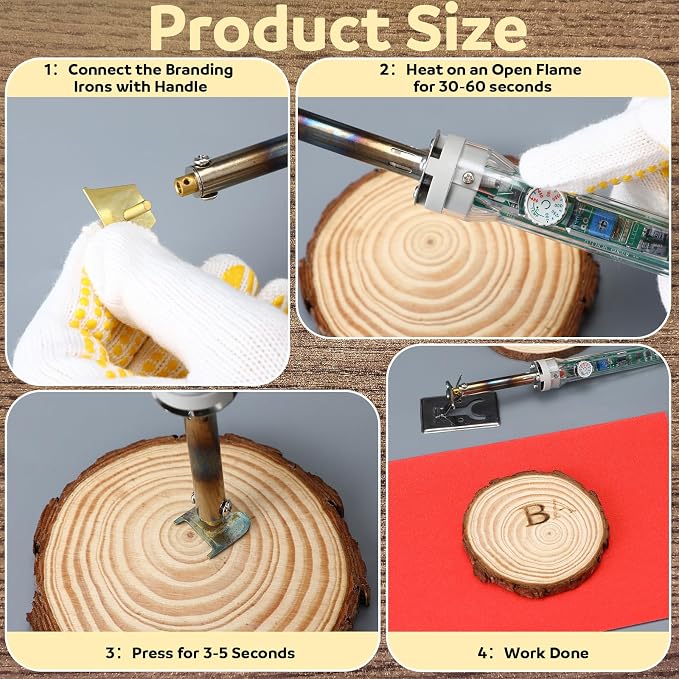 Tudomro 1/2" 26 Pcs Mini Burning Letter Kit with Electric Branding Iron for Wood Hats Leather Alphabet Branding Iron for BBQ Steak Bread DIY Craft Wedding Birthday Gifts