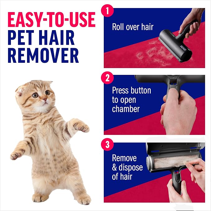 ChomChom Roller Pet Hair Remover and Reusable Lint Roller - Original White, Black Cat and Dog Hair Remover