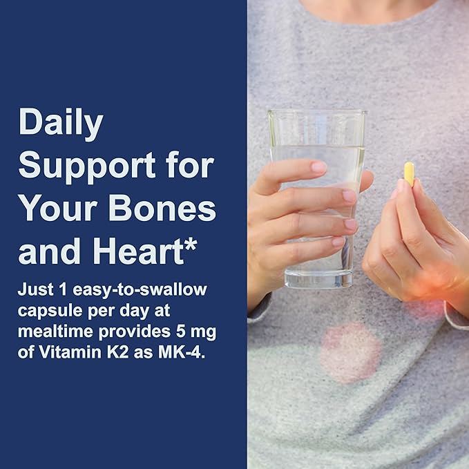 Carlson - Vitamine K2, MK-4 (Ménatétrénone), Supplément de Vitamine K, Santé Osseuse et Cardiaque, Vitamine K2, Sans Soja, 60 gélules
