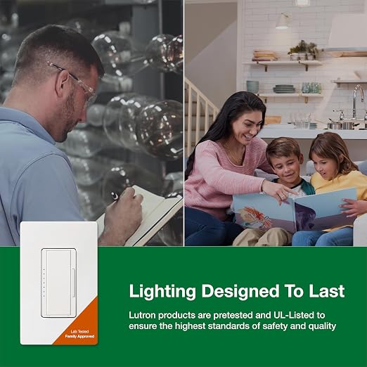 Lutron Maestro LED+ Dimmer Switch for Dimmable LED, Halogen and Incandescent Bulbs, 150W/Single-Pole or Multi-Location, MACL-153M-WH, White (6-Pack)