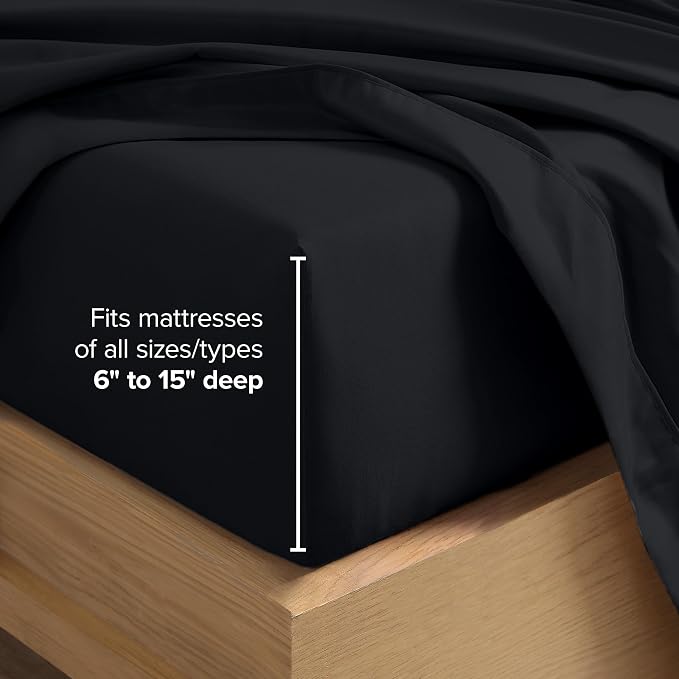 Bare Home Split California King Sheet Set - 1800 Ultra-Soft Microfiber Bed Sheets - Double Brushed - Deep Pockets - Easy Fit - 5 Piece Set - Bed Sheets (Split Cal King, Black)