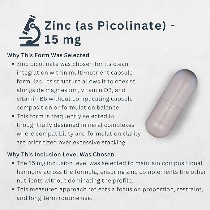 マグネシウムグリシン酸複合体4-in-1 - キレートマグネシウムビスグリシン酸（元素量150mg）とピコリン酸亜鉛、ビタミンD3およびB6配合 - ビーガンカプセル120粒、非遺伝子組み換え - 男女兼用