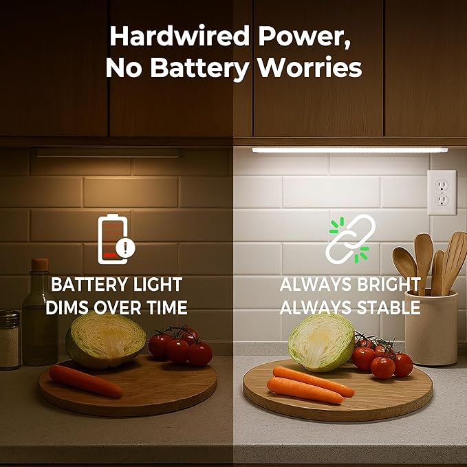 cambk 96inch Hardwired Under Cabinet Lighting for Kitchen, 6000K White Wired Undercounter Waterproof Led Strip Lights, Luces para Cocina Bajo Gabinete Under Shelf Lights