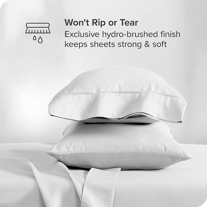 Bare Home Split Head Flex King Sheet Set - 1800 Ultra-Soft Microfiber Bed Sheets - Double Brushed - Deep Pockets - Easy Fit - 4 Piece Set - Bedding Sheets & Pillowcases (White)