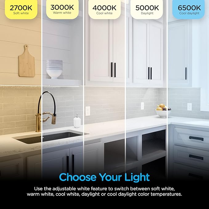 Enbrighten 24 inch Plug-in Under Cabinet Lights, 1561 Lumens, Five White Settings from (2700K-6500K), Full Range Dimmable, One-Touch Sync Control, Linkable Under Counter Lights for Kitchen 82786-T1