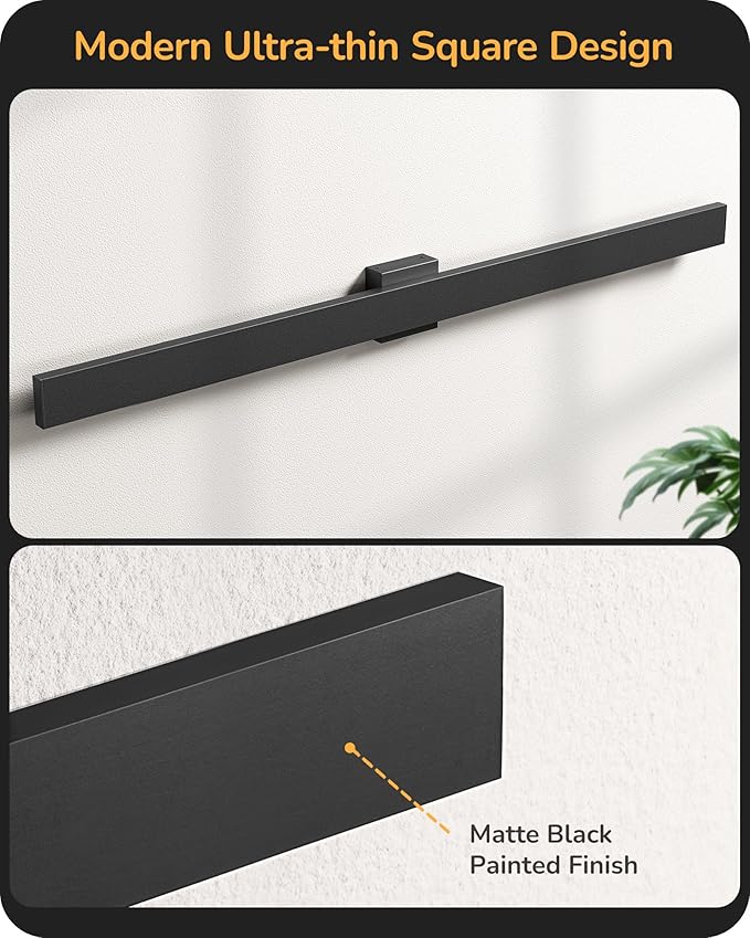 EDISHINE 47.2" LED Outdoor Wall Lights, 3CCT & 10%-100% Dimmable, IP65 Waterproof, Modern Exterior Lighting Fixtures, Linear Long Exterior Wall Light for House, Yard, 2 Pack, Black