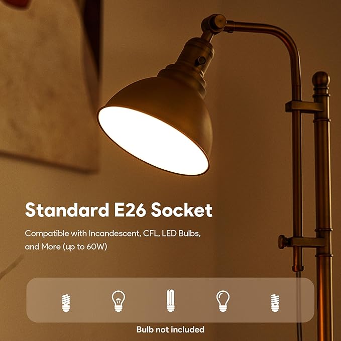 VONLUCE Rustic Desk Lamp Brass Adjustable, Industrial Style Metal Task Lamps 25"-29", Vintage Work Light, Farmhouse Reading Lamp in Brushed Brass Finish, ETL Certificate