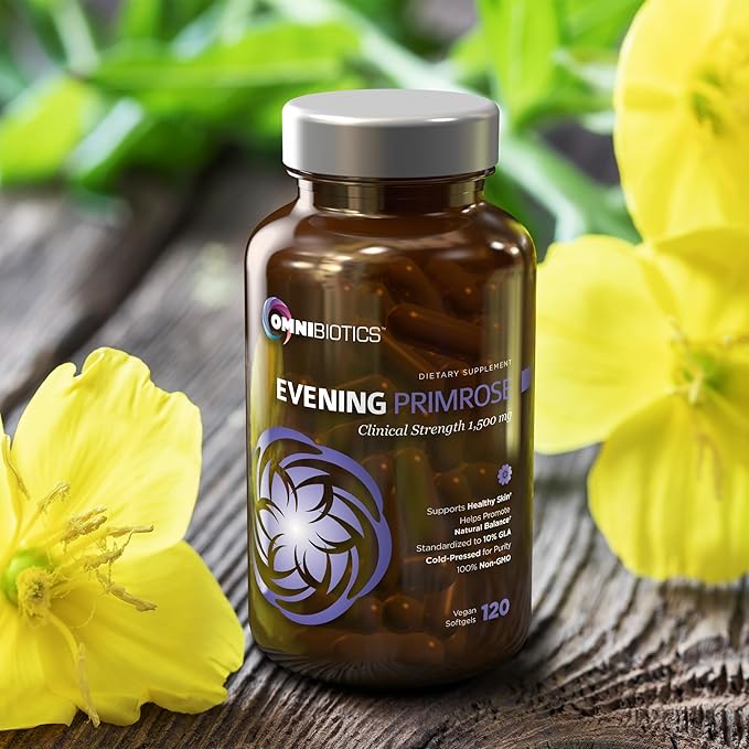 OmniBiotics Organic Evening Primrose Oil for Women – Clinical Strength 1500mg per Capsule, 10% GLA, Cold-Pressed, Non-GMO, Hormone Balance for Women – 120 Vegan Softgel Capsules (Pack of 2)