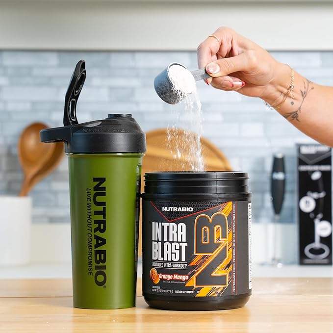 NutraBio Intra Blast Bcaa Powder Amino Acid Supplement, Electrolyte & Hydration Blend, Intra, Pre Workout & Muscle Recovery, 20g Eaa Amino Acids Powder, 5g Glutamine- Orange Mango, 30 Serving